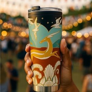 Limited Edition Mike Wilcox x Starbucks Antelope Motif Art Deco 16 oz Tumbler